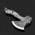 collar hacha vikinga hombre plata