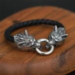 brazalete cabeza de lobo acero