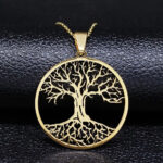 colgante del arbol de la vida dorado