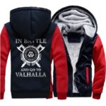 chaqueta vikinga valhalla azul y rojo