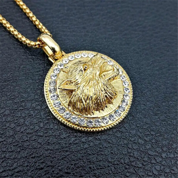 colgante lobo oro