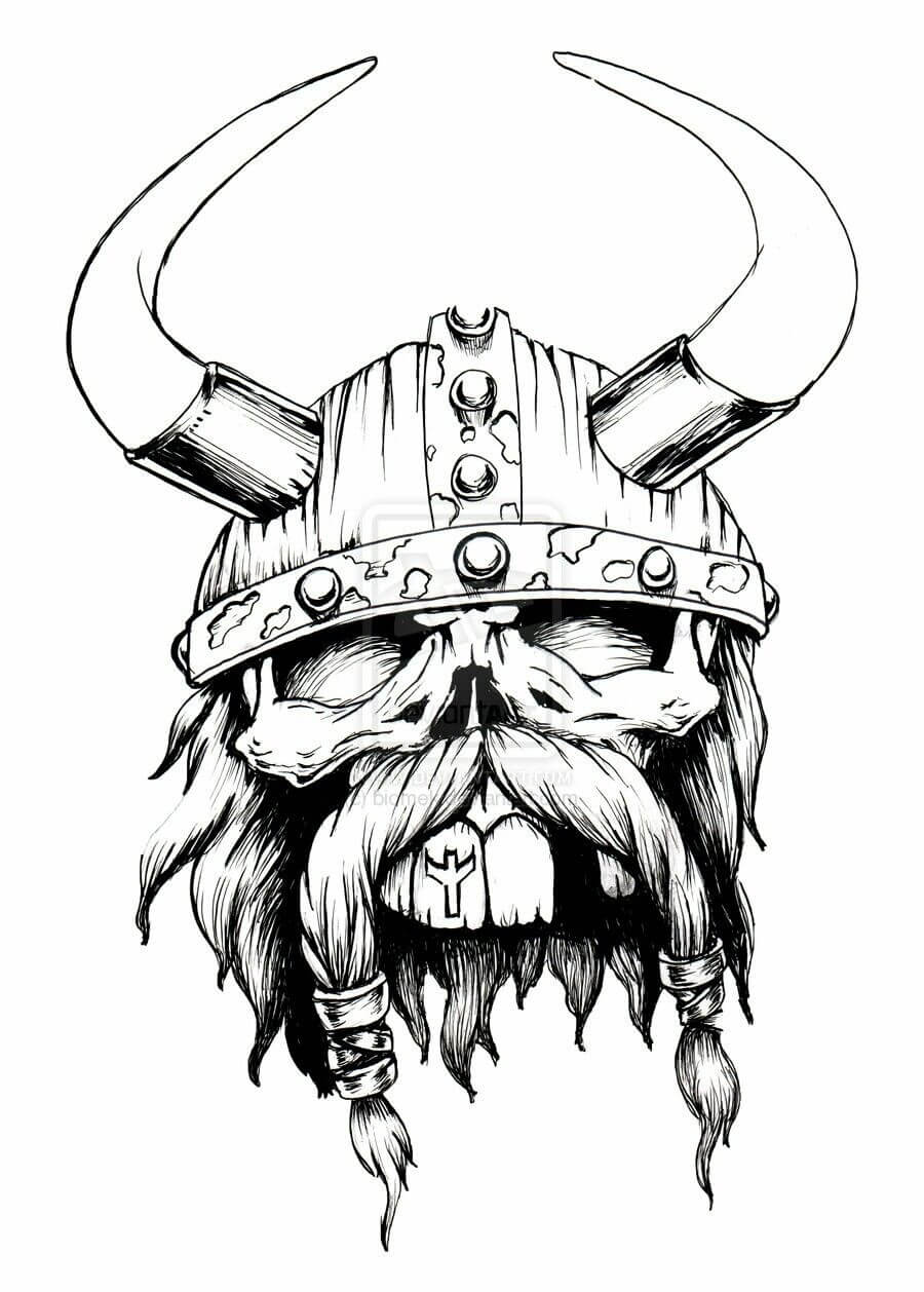 dibujo-calavera-vikinga
