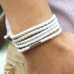 Pulsera de Cuero Trenzada blanco